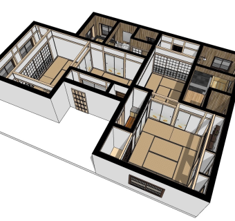 日式榻榻米卧室 室内整体 日式客厅